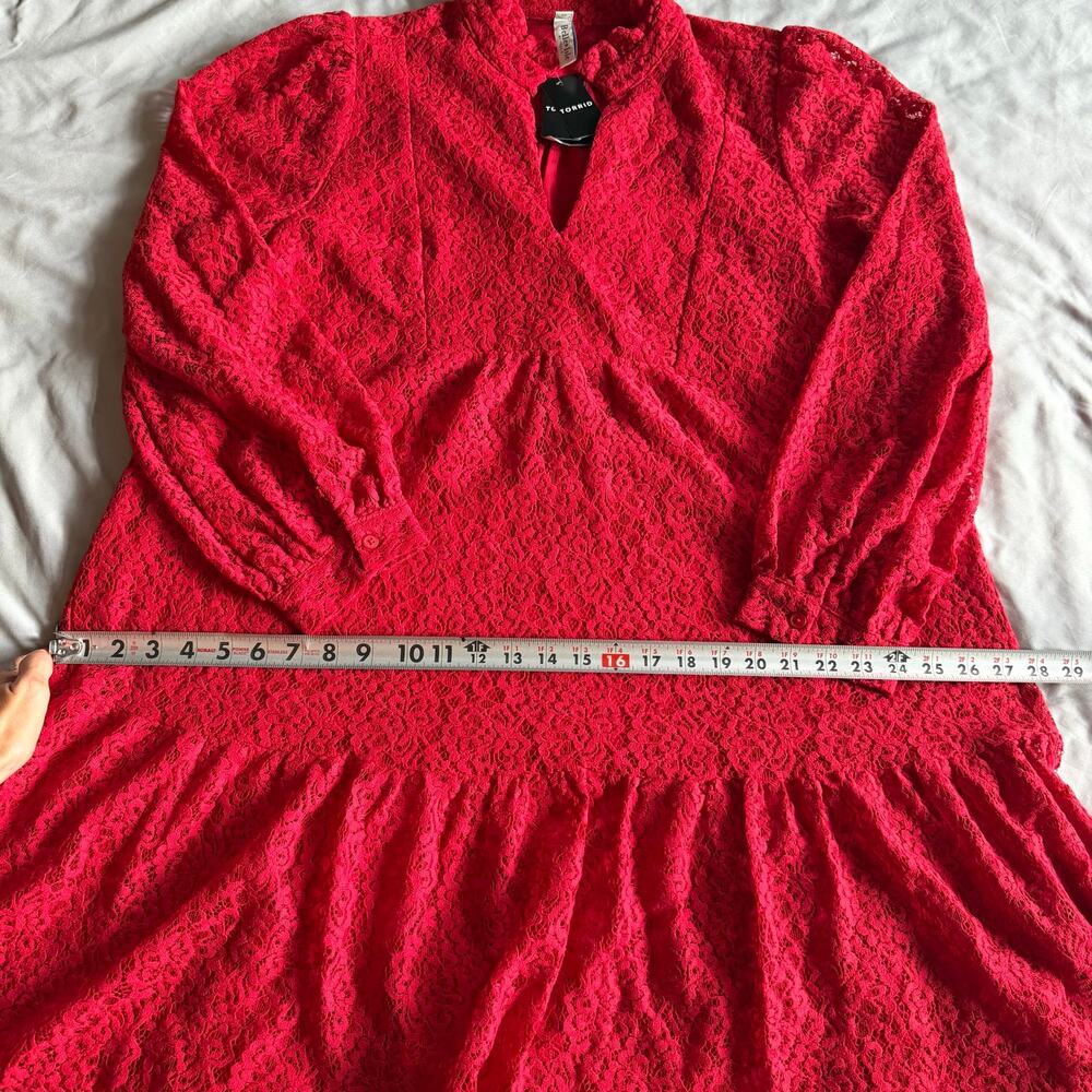 Torrid Belle Isle Red Lace Fit & Flare Dress Women's Size 0 Large 12 NWT - Picture 12 of 14